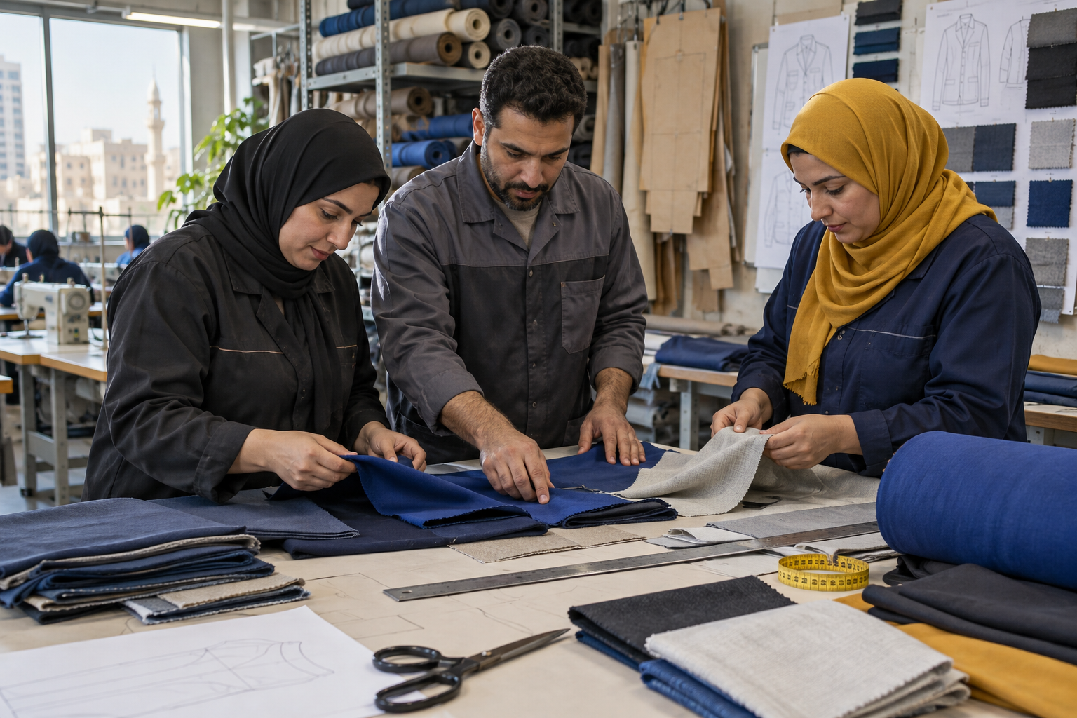 تفاصيل الخياطة في ورشة
